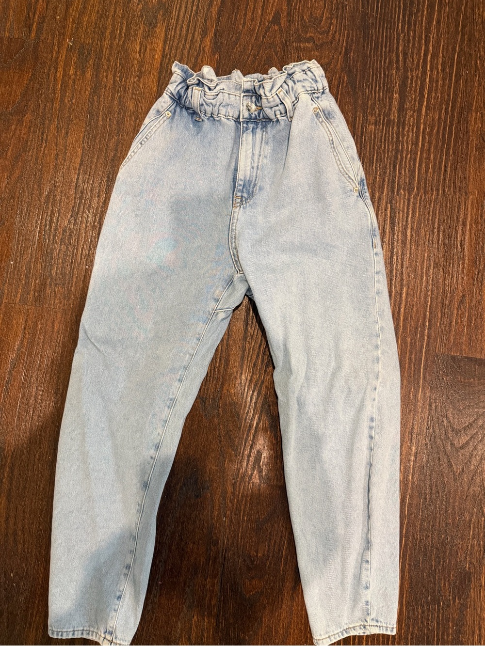 Zara Light Blue Ruffled Paperbag Denim